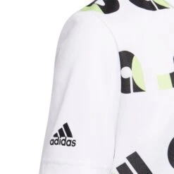 Adidas Junior Graphic Print Golf Polo Shirt HC0251 -ADIDAS Store HC0251 4 APPAREL Photography DetailView1 white