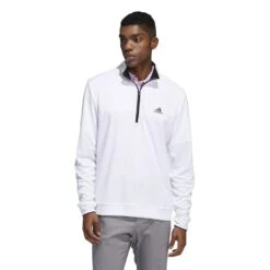 Adidas UPF Lightweight 1/4 Zip Golf Pullover HM8263 -ADIDAS Store HM8263 3 APPAREL OnModel StandardView white